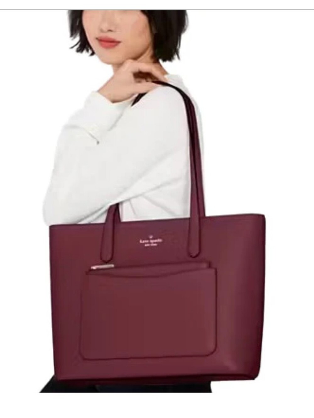 Kate Spade Maroon Leather Tote with Matching Pouch - Picture 5 of 5
